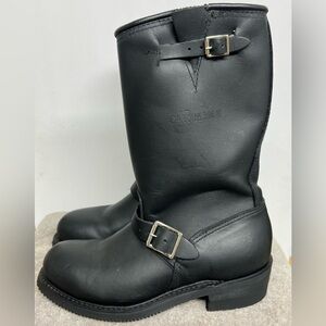 Carolina Mens 7.5 Wide Steel Toe Black Leather Engineer Motorcycle Boots WORN 1X